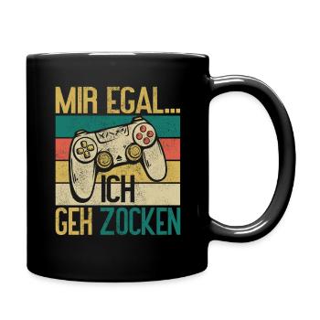Mir egal ich geh zocken Gamer - Tasse einfarbig - Schwarz - Rechts