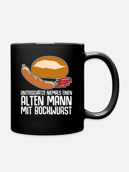 Bockwurst Wurst Alter Mann Bratwurst - Tasse einfarbig - Schwarz