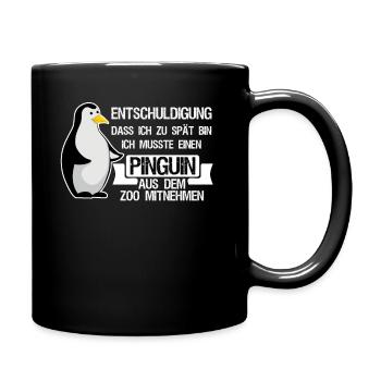 Pinguin Spruch Pinguine - Tasse einfarbig - Schwarz - Rechts