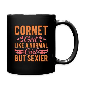Cornet Girl Like a Normal Girl but Sexier Kornett - Full Colour Mug - black - Right