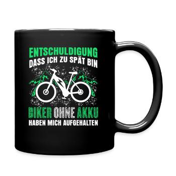 E-Bike Akku Fahrrad E-Biker EBike - Tasse einfarbig - Schwarz - Rechts