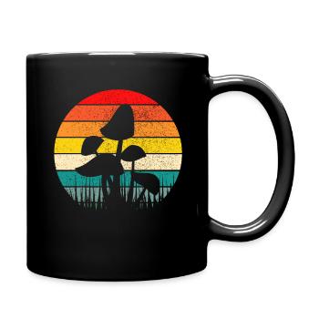 Retro Pilze Sammeln Suchen Pilzsammler Pilzsucher - Tasse einfarbig - Schwarz - Rechts