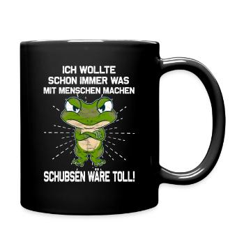 was mit Menschen machen - Amphibien Frosch - Tasse einfarbig - Schwarz - Rechts