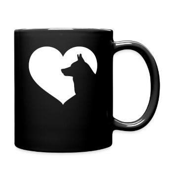 Siberian Husky Dog Heart Silhouette - Full Colour Mug - black - Right