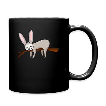 Easter Rabbit Sloth Rabbit Easter - Full Colour Mug - black - Right