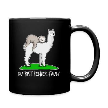 Faultier faul mit Alpaka Faultiere - Tasse einfarbig - Schwarz - Rechts