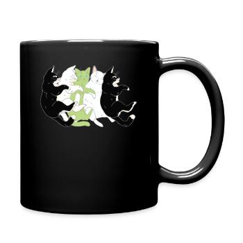 LGBTQ Flag - Cute Cat Stack Agender - Full Colour Mug - black - Right