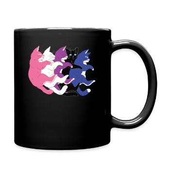 LGBTQ-Flagge - Niedlicher Katzenhaufen Genderfluid - Tasse einfarbig - Schwarz - Rechts