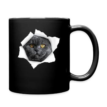 Cute Cat Torn - Chat britannique à poil court - Mug uni - noir - Droite