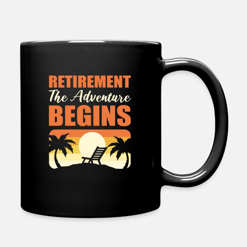 Retirement: The Adventure Begins Retired - Full Colour Mug - black