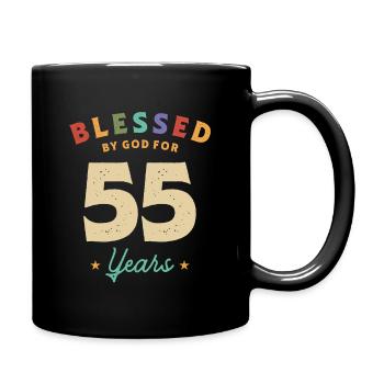Von Gott gesegnet für 55 Jahre alt - 55. Geburtstag - Tasse einfarbig - Schwarz - Rechts