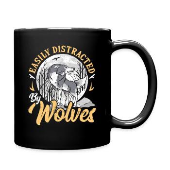 Easily Distracted By Wolves Wolf - Tasse einfarbig - Schwarz - Rechts