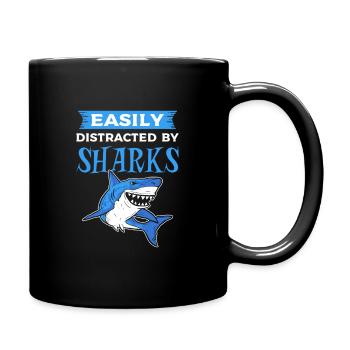 Easily Distracted By Sharks Shark Fish - Tasse einfarbig - Schwarz - Rechts