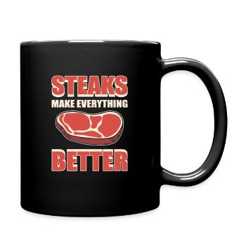 Steaks Make Everything Better BBQ Steak Grill - Full Colour Mug - black - Right