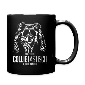 COLLIETASTISCH Langhaar Collie Hundespruch Hunde - Tasse einfarbig - Schwarz - Rechts