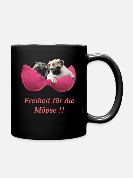 Freiheit für die Möpse - Tasse einfarbig - Schwarz