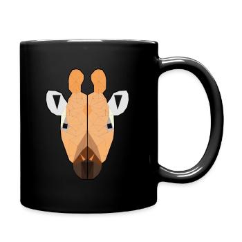 Giraffe aus Afrika Polygon Tier Kopf Design - Tasse einfarbig - Schwarz - Rechts