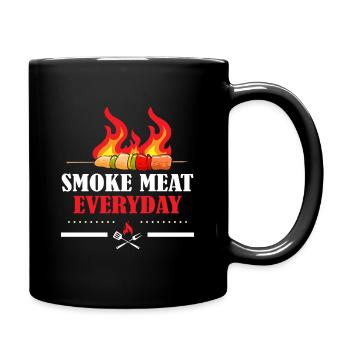 SMOKE MEAT EVERYDAY Smoking BBQ Saying T-Shirt - Full Colour Mug - black - Right