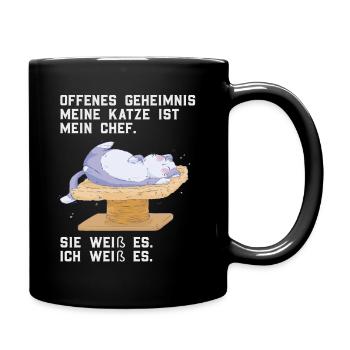 Meine Katze ist mein Chef. Offenes Geheimnis - Tasse einfarbig - Schwarz - Rechts
