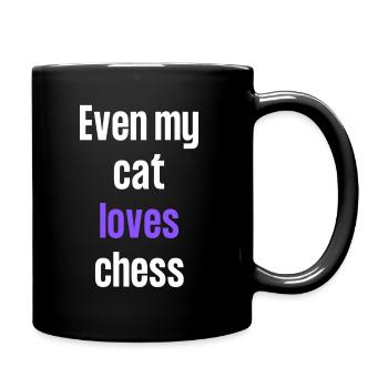 Even my cat loves chess - Full Colour Mug - black - Right