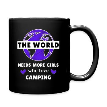 The world needs more girls who love camping - Full Colour Mug - black - Right