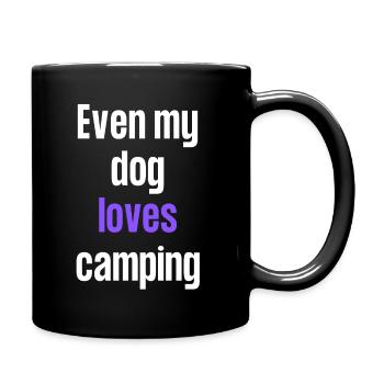 Même mon chien aime le camping - Mug uni - noir - Droite