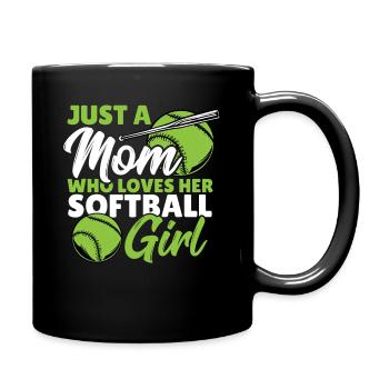 Just A Mom Who Loves Her Softball Girl Softball - Full Colour Mug - black - Right