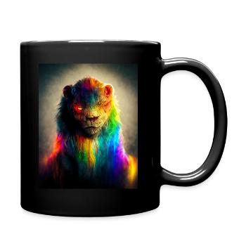Lion arc-en-ciel - Mug uni - noir - Droite