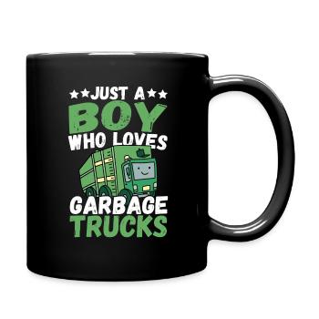 Just a Boy Who Loves Garbage Trucks Recycling - Tasse einfarbig - Schwarz - Rechts