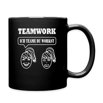 Die wahre Bedeutung des Teamwork - Tasse einfarbig - Schwarz - Rechts