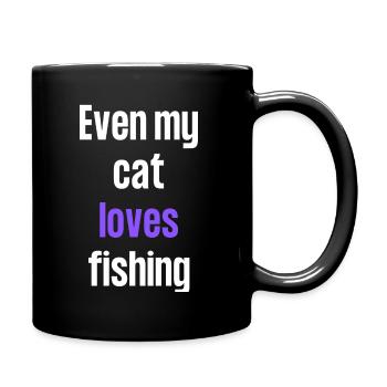 Même mon chat aime la pêche. - Mug uni - noir - Droite