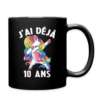 J'ai Déja 10 Ans Cadeau Anniversaire Fille Licorne - Mug uni - noir - Droite