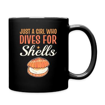 Just A Girl Who Dives For Shells Scalloping - Full Colour Mug - black - Right