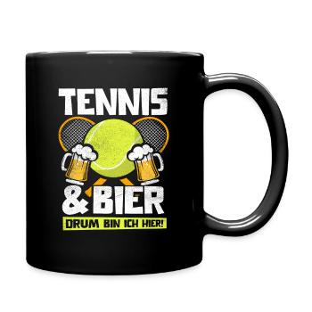 TENNIS UND BIER DRUM BIN ICH HIER TENNISSPIELER - Tasse einfarbig - Schwarz - Rechts