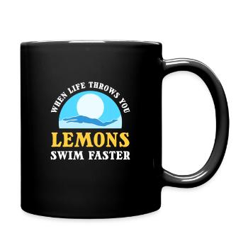 When Life Throws You Lemons, Swim Faster Swimming - Full Colour Mug - black - Right