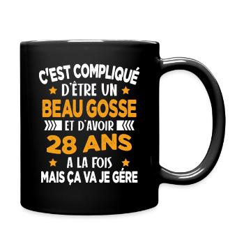 Beau gosse et d'avoir 28 ans Cadeau d'anniversaire - Mug uni - noir - Droite