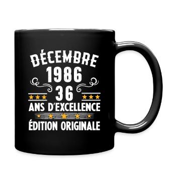 36 Ans Anniversaire Vintage Né(e) en Décembre 1986 - Mug uni - noir - Droite
