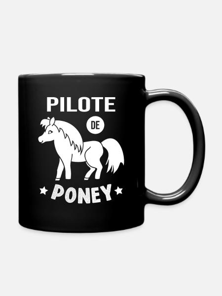 Pilote De Poney Humour Cadeau Équitation Cavalière - Mug uni - noir