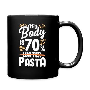 Mon corps est composé à 70% de pâtes - Mug uni - noir - Droite