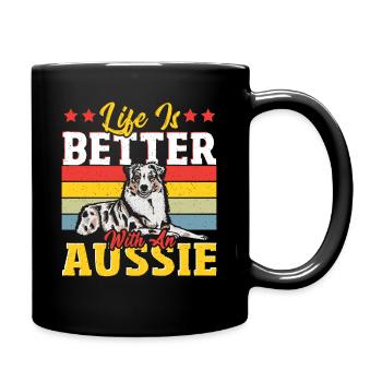 Life Is Better With an Aussie Australian Cattle - Full Colour Mug - black - Right