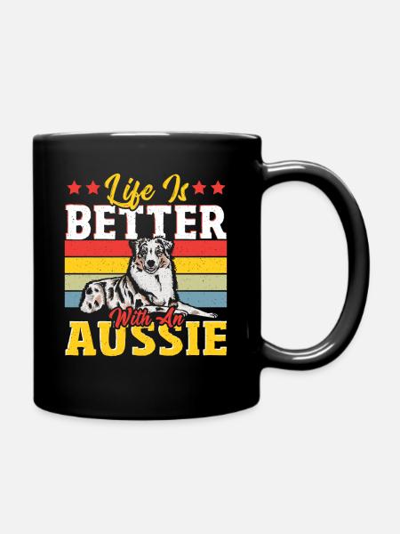 Australischer Schäferhund Australian Shepherd Auss - Tasse einfarbig - Schwarz