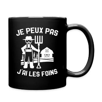 Je Peux Pas J'ai Les Foins Cadeau Agriculteur - Mug uni - noir - Droite