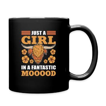 Juste une fille dans un fantastique bétail des Highlands Mooood - Mug uni - noir - Droite