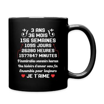 Couple 3 Ans amour Anniversaire de mariage Cadeau - Mug uni - noir - Droite