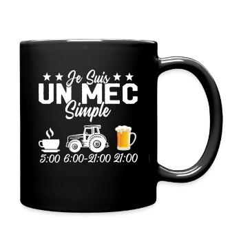 Je Suis Un Mec Simple Cafe Tracteur l'apéro - Mug uni - noir - Droite