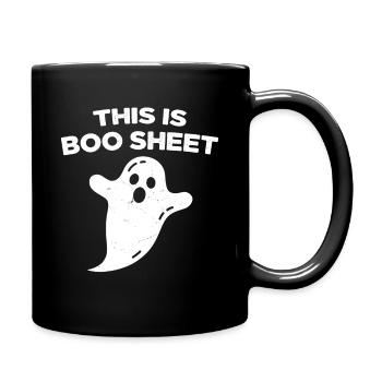 Hier ist das Boo Halloween Humor Blatt - Tasse einfarbig - Schwarz - Rechts