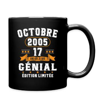 17 Ans Anniversaire Vintage Né(e) en Octobre 2005 - Mug uni - noir - Droite
