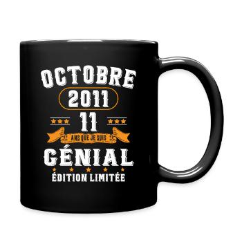 11 Ans Anniversaire Vintage Né(e) en Octobre 2011 - Mug uni - noir - Droite