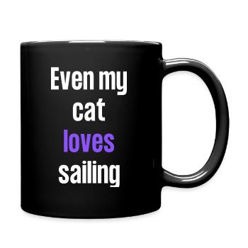 Even my cat loves sailing - Full Colour Mug - black - Right