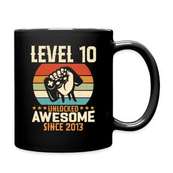 Level 10 Jahre Gaming-Geburtstagsgeschenk freischalten - Tasse einfarbig - Schwarz - Rechts